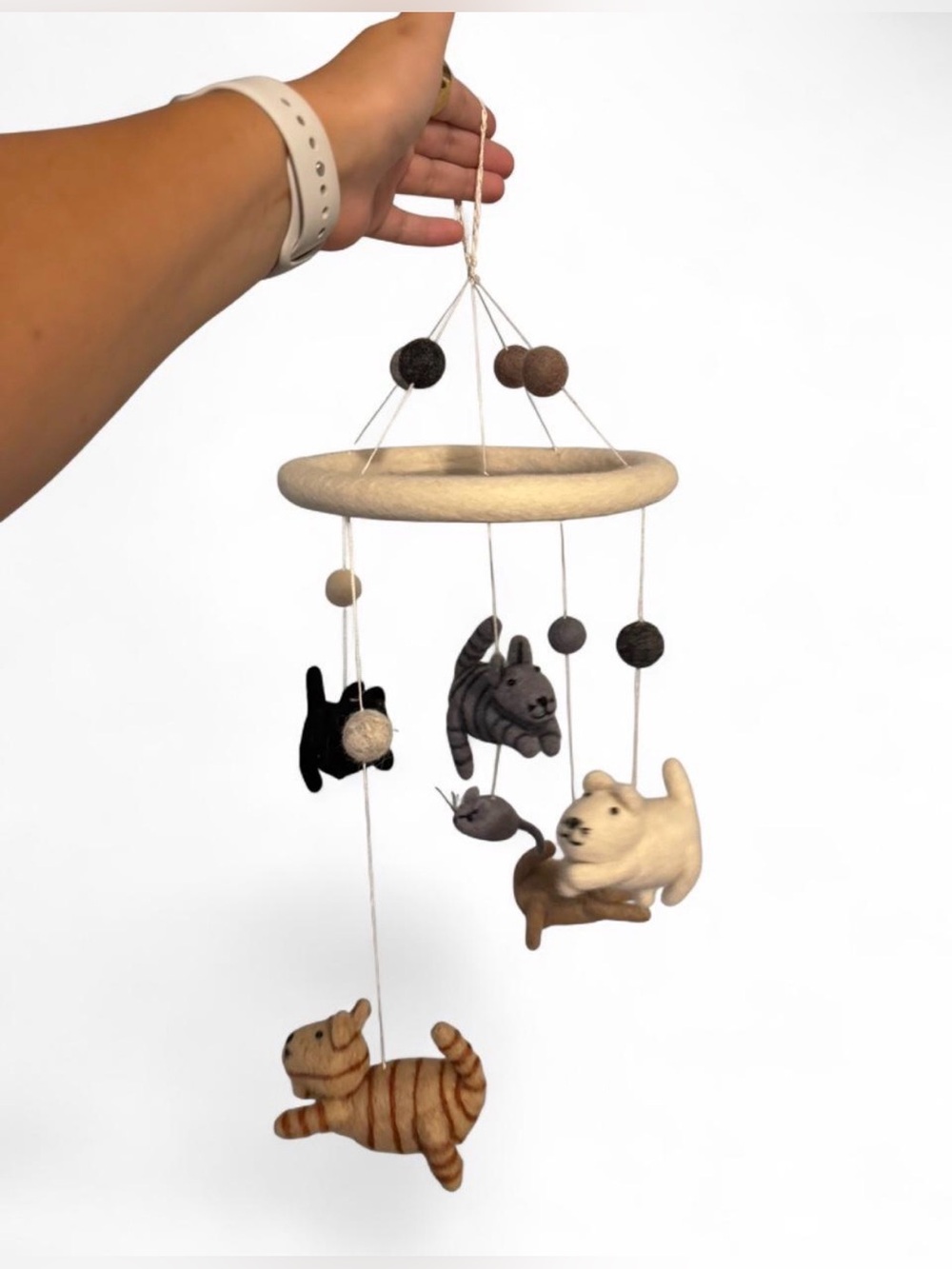 Felt Cat Baby Mobile For Nursery Decor